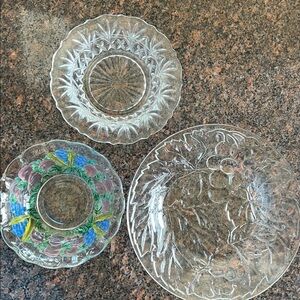 Set of Three Decorative Glass Plates vintage